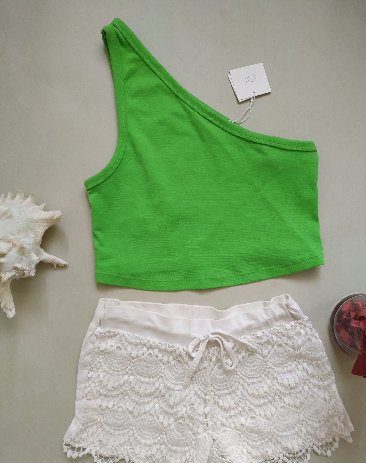 Топ кроп через плече Zara p.L,M