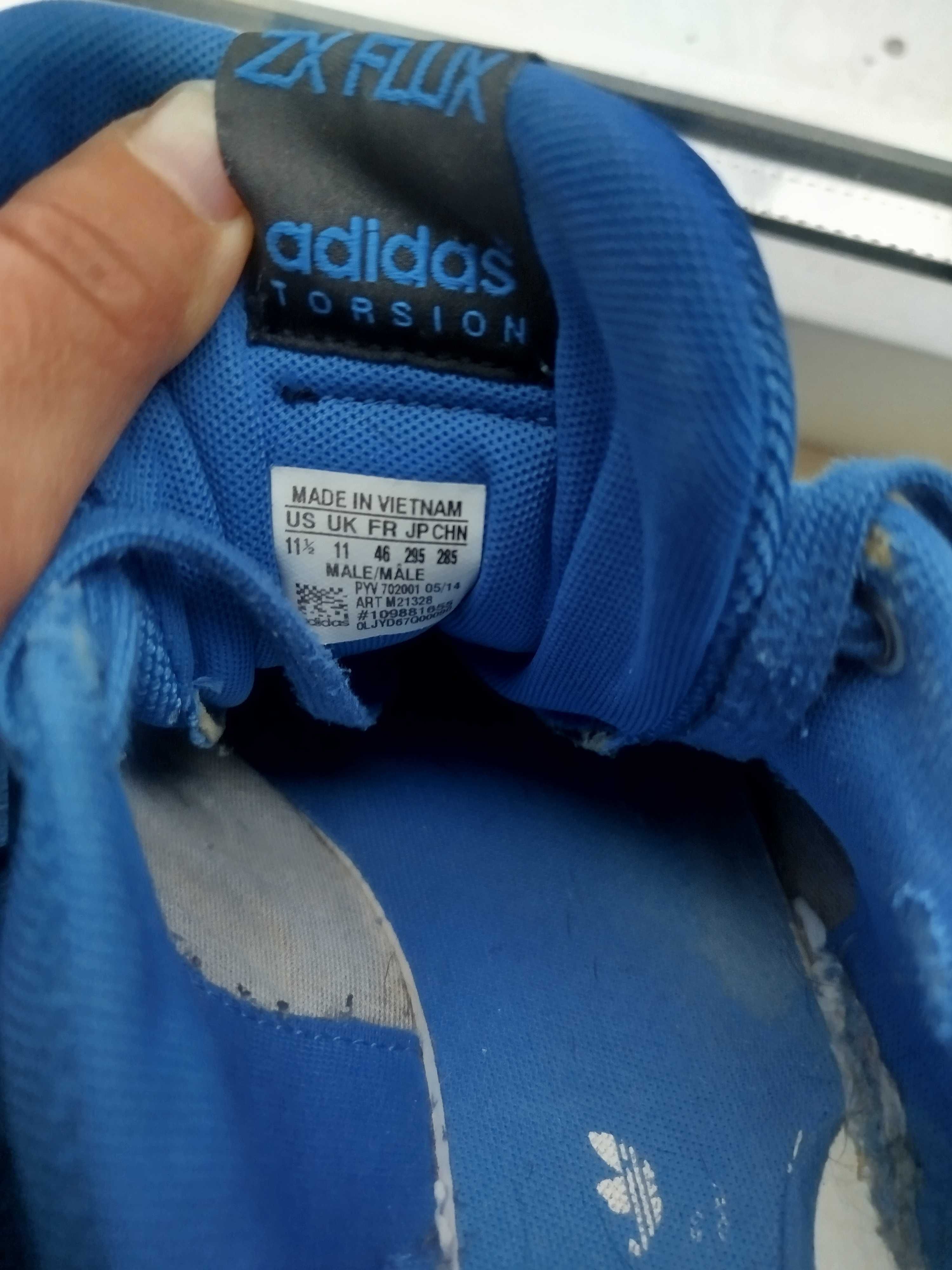 Кросівки чоловічі текстильні сітка сині Adidas ZX Flux кеди