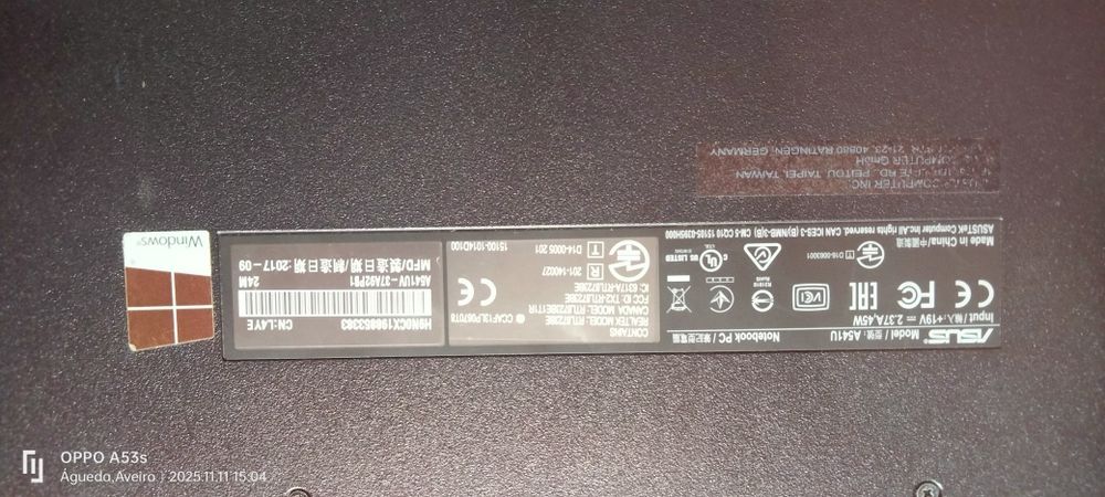 Portátil ASUS A541U