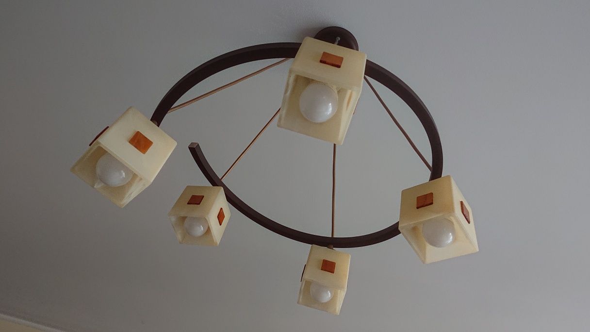 Komplet 2 lamp, żyrandol 5 punktowy, lampka nocna TRANSPORT