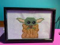 Quadro do Yoda do Star Wars em Ponto Cruz