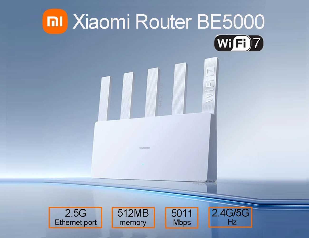 Роутер Xiaomi BE5000 Wi-Fi 7 2,5G Mesh маршрутизатор 2.4/5GHz