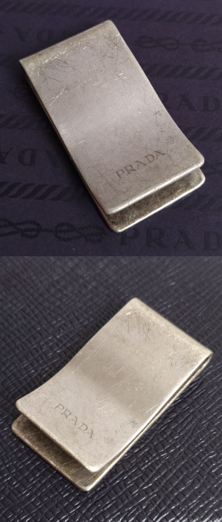 PRADA серебряный зажим для денег клипса для денег money clip зажим