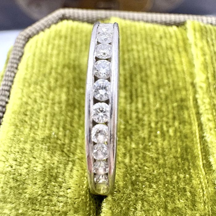 Retro pierścionek obrączka 3,62 g diamenty 0,33 ct platyna R15