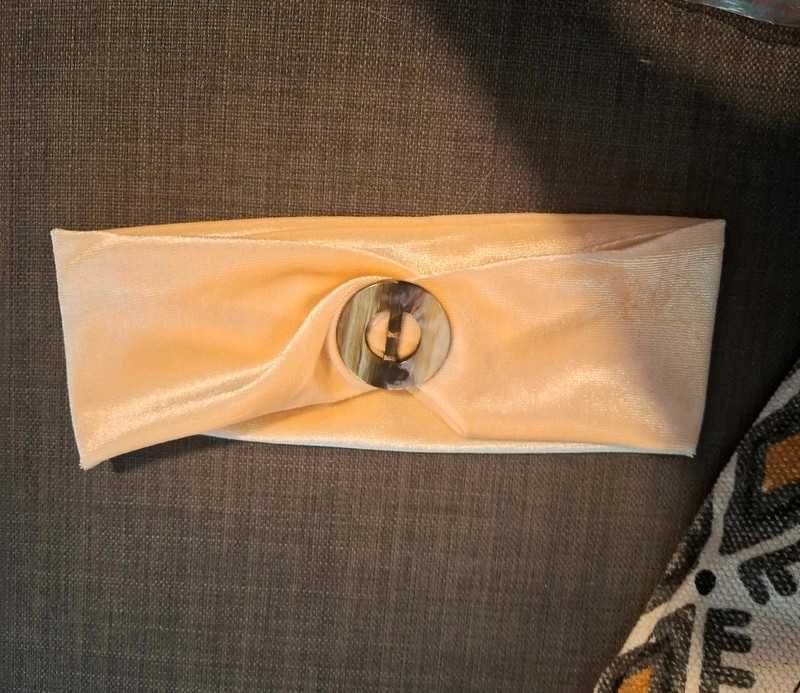 Nowa opaska przepaska handmade welur aksamit brzoskwiniowa