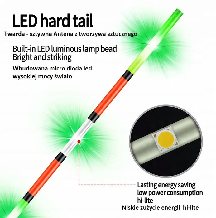 Zapasowa Antena Świecąca 3 Punkty Świetlne Dwie funkcje + Baterie