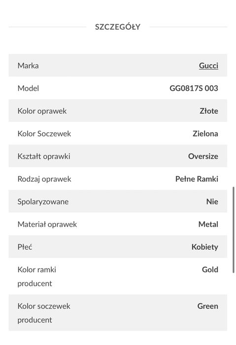 Okulary przeciwsłoneczne GUCCI gg0817s Optyk kochańska