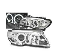 FARÓIS ANGEL EYES CCFL PARA BMW E46 COUPÊ CABRIO 03-06 CHROME CROMADO