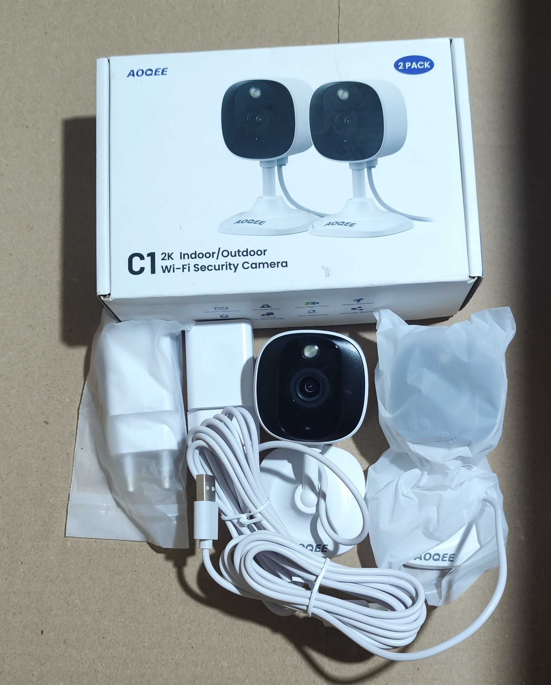 Zestaw 2 kamer WiFi AOQEE C1 2K – monitoring wewnętrzny i zew