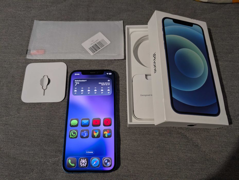 iPhone 12 – bateria 96%, pudełko, kabel