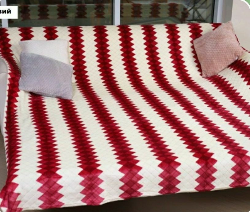 Плед євро білий в смуги