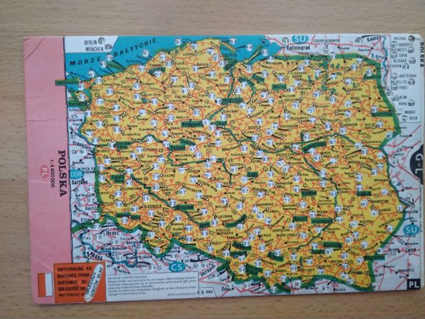 mapa samochodowa z odległościami PRL