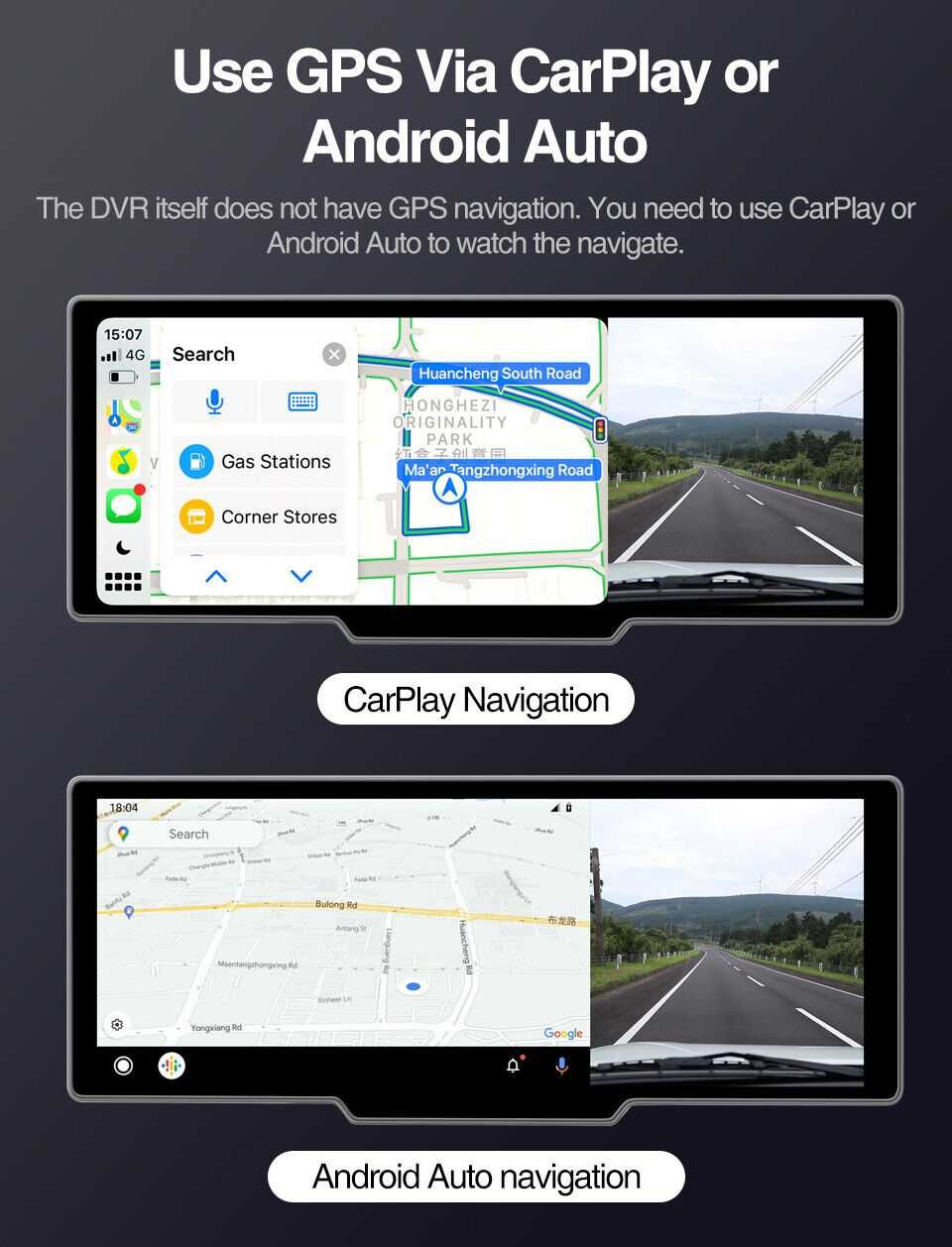 Відеореєстратор GRANDnavi 2.5K WIFI 10,26" 2 камери Carplay Android A