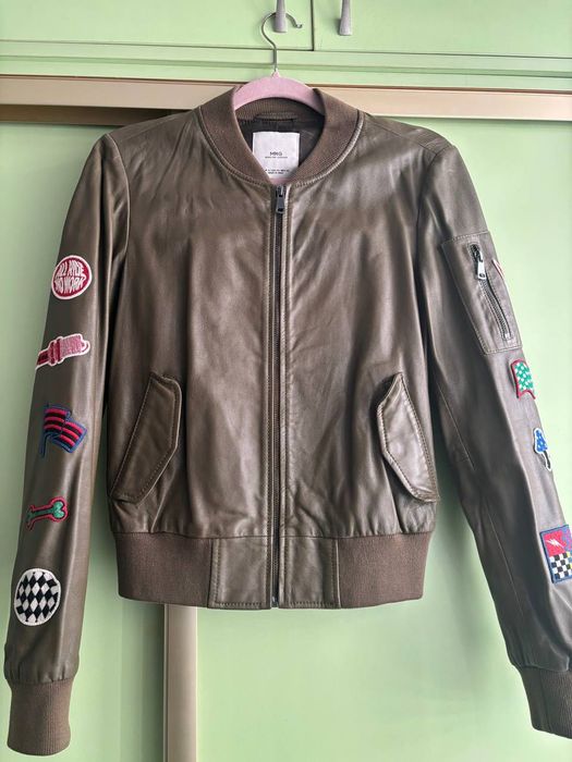 Шкіряна куртка Mango, натуральна шкіра