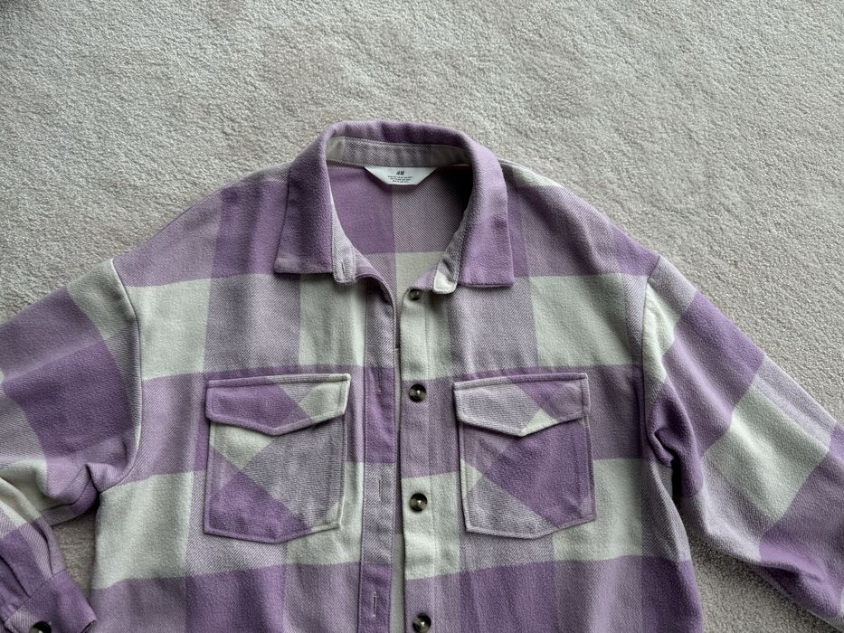Buza koszulowa rozpinana H&M s/m 170 cm różowa krata