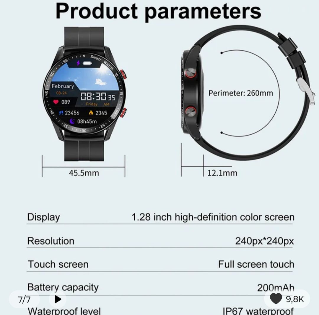 Smartwatch HW20A, BT Calling, IP67 srebrny - Nowy