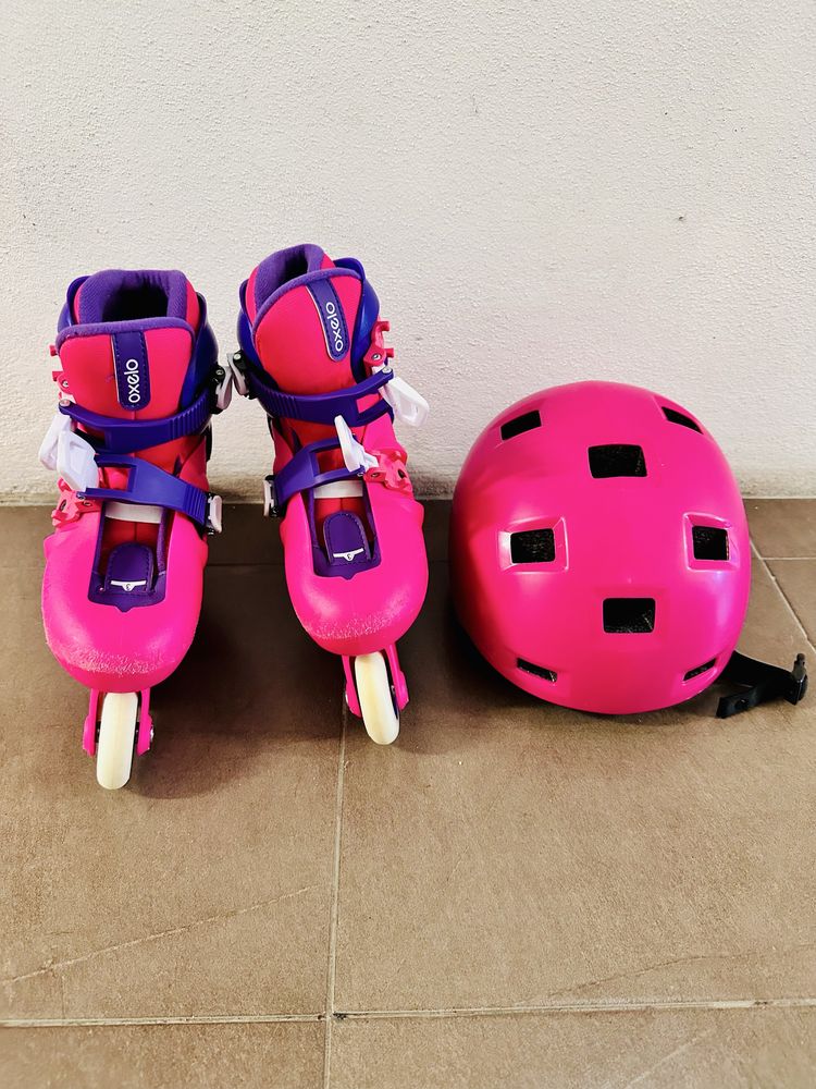 Patins em linha e capacete Oxelo