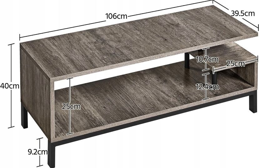 NOWA Szafka RTV stojąca YAHEETECH 106 cm x 40 cm x 39,5 cm