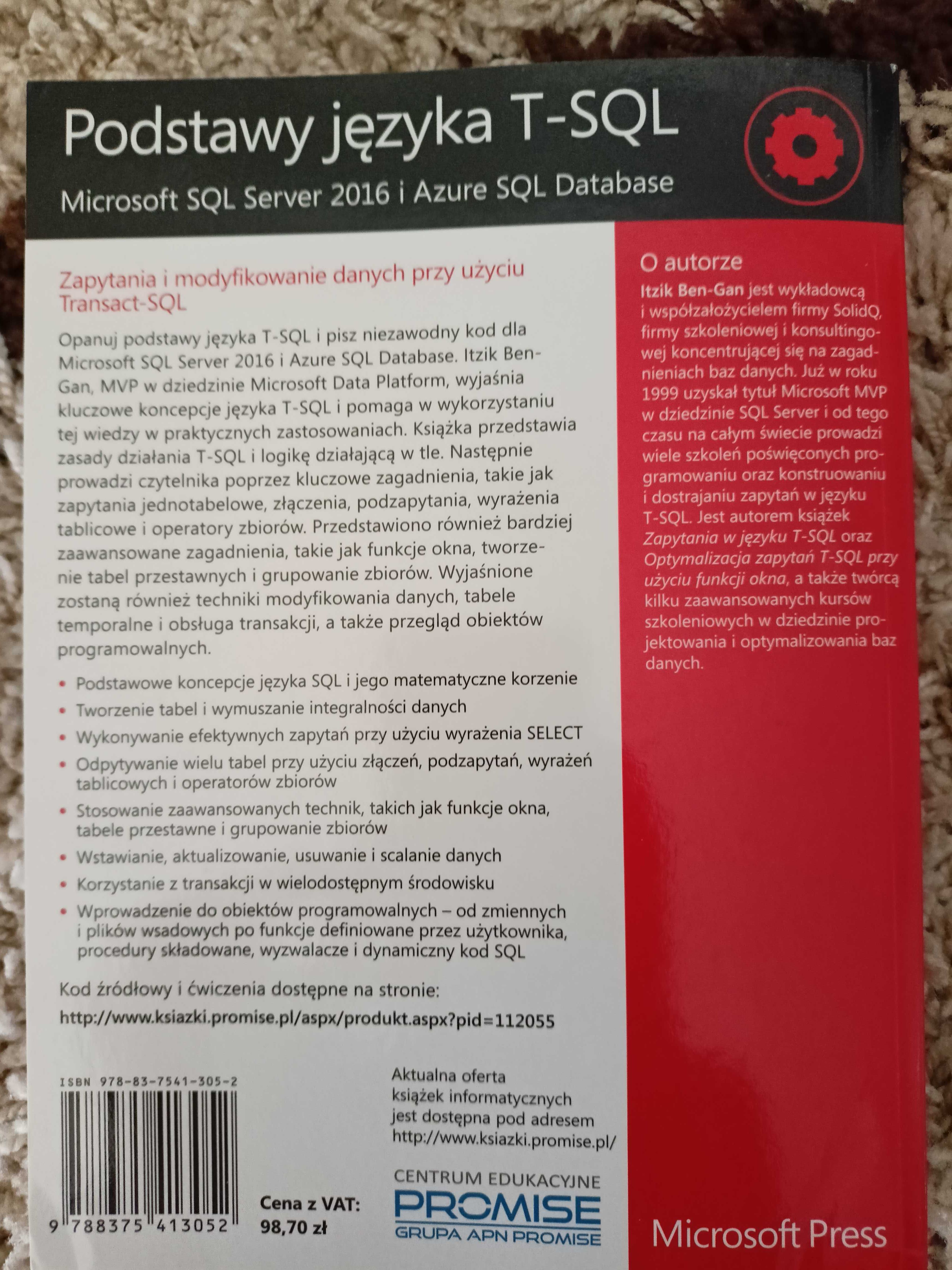 Podstawy języka T-SQL Microsoft SQL Server 2016 i Azure Itzik Ben-Gan