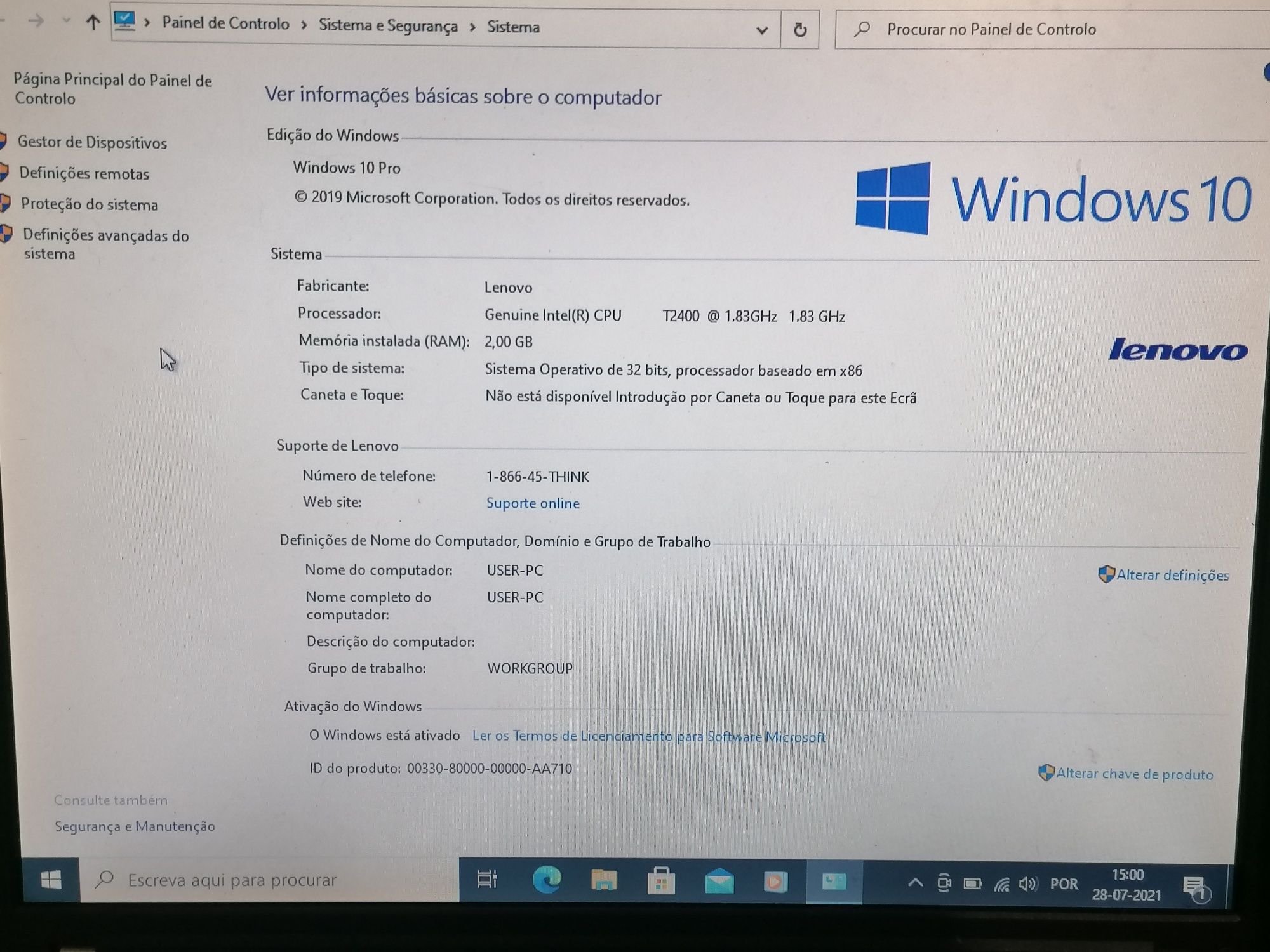 IBM Leonovo com Windows 10 e Office