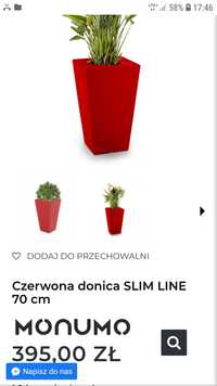 Czerwona donica doniczka SLIM LINE 70 cm