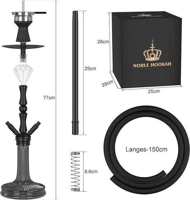 NOBLE HOOKAH Zestaw do Shishy 2 Węże Uchwyt Fajka Wodna Łapacz Melasy