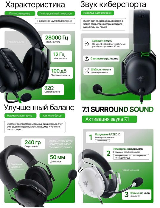 Наушники Игровые Razer Blackshark V2 X Ігрові Навушники FIFIINE H9