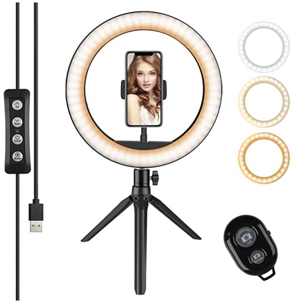 RingLight com tripod, suporte de telemóvel +comando - NOVO