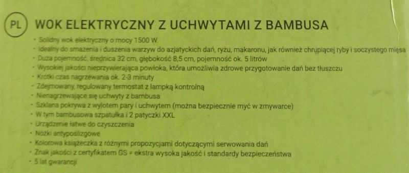 Patelnia Elektryczna Bestron Wok AEW100AS 1500 Watt