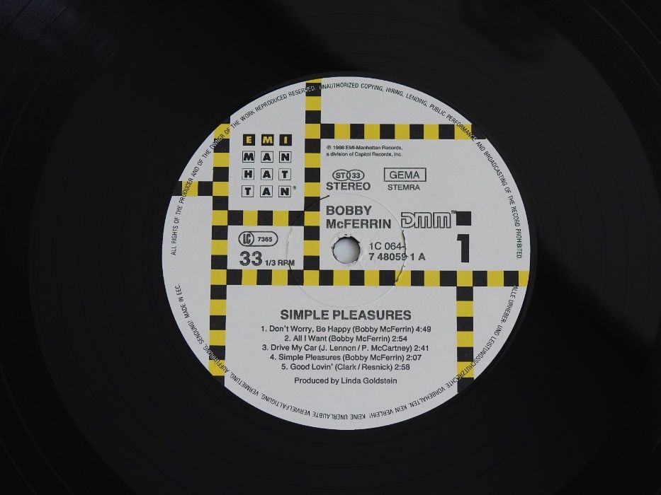 Bobby McFerrin Simple Pleasures пластинка 1988 1st press NM Европа