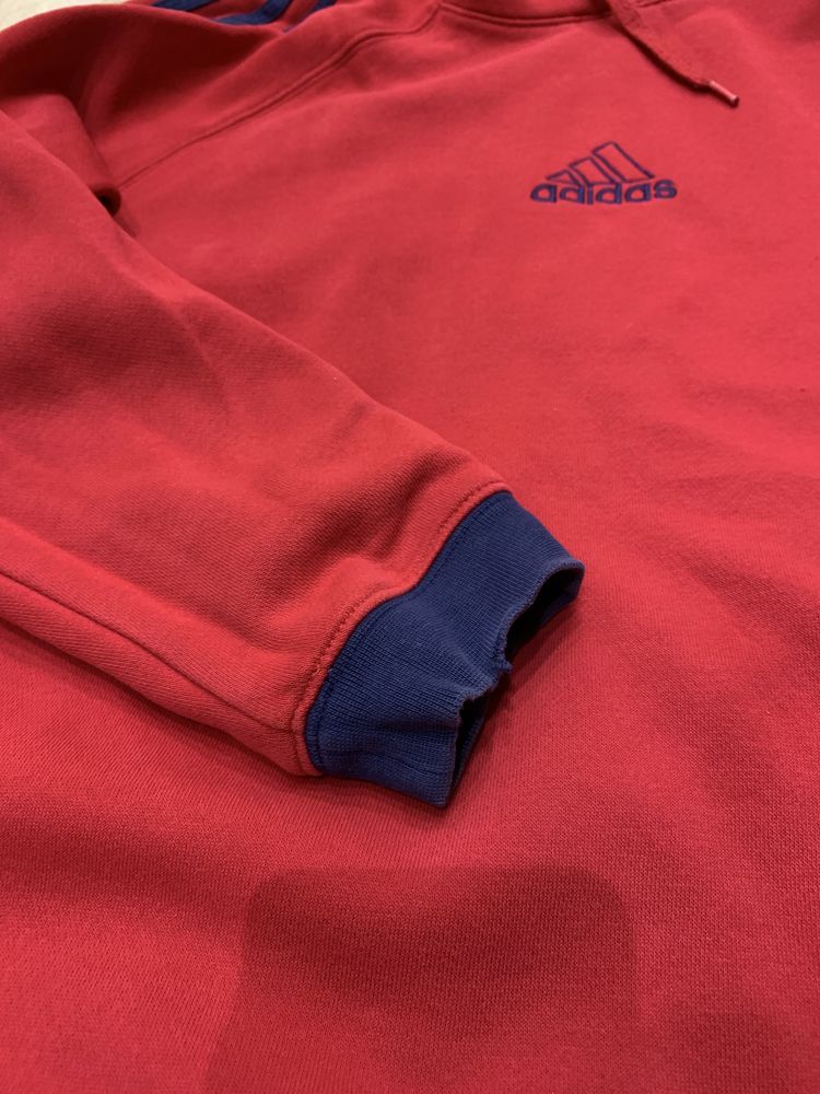 Czerwona bawełniana bluza z kapturem Adidas