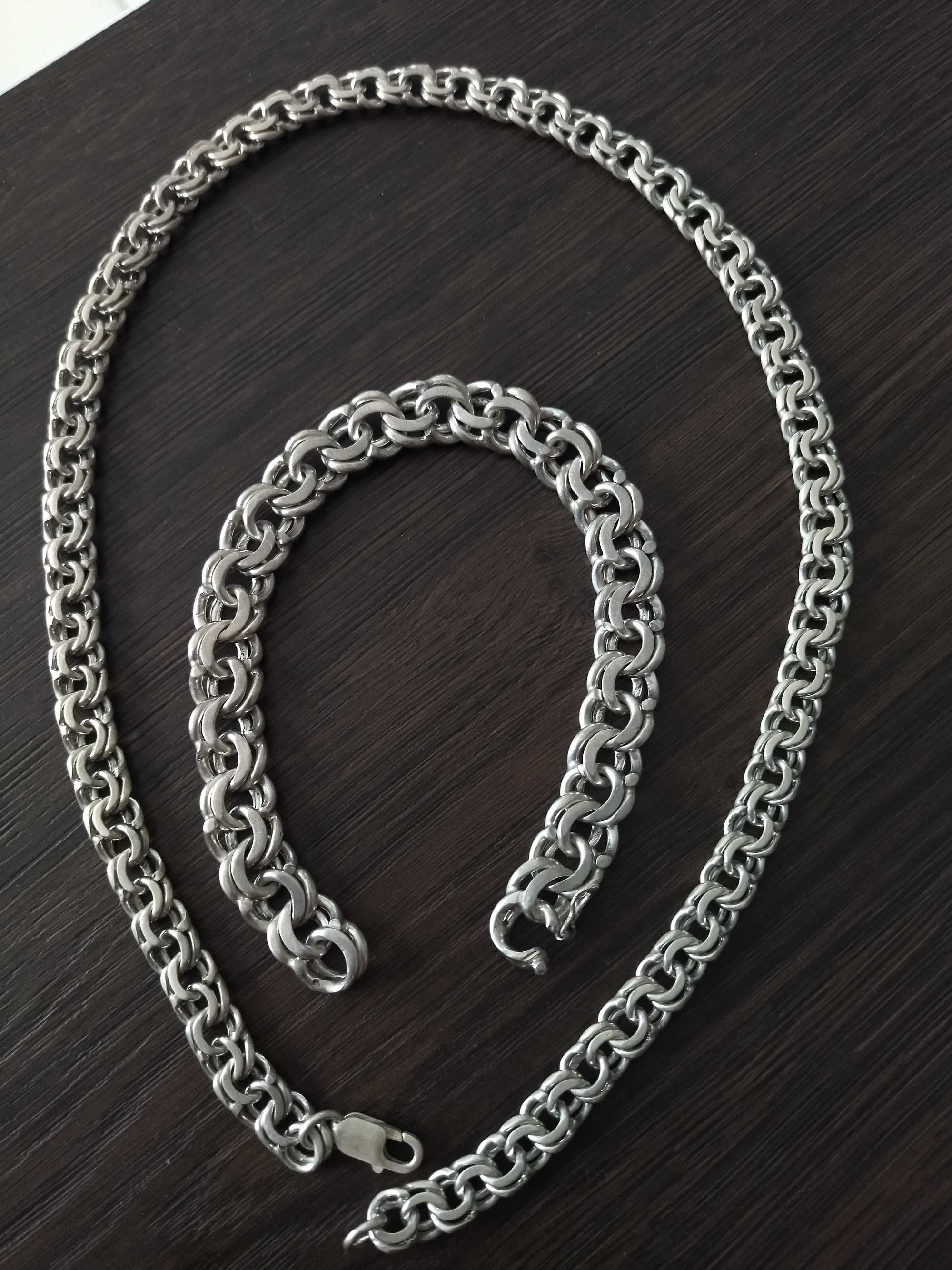 Łańcuch srebrny męski i bransoleta