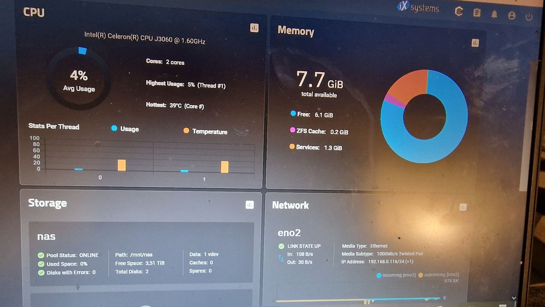 Serwer NAS 8gb ram karta światłowodowa 8gbps