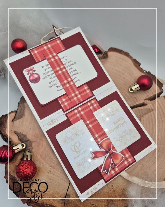 Etui/koperta na kartę podarunkową/pieniądze Boże Narodz. prezent czerw