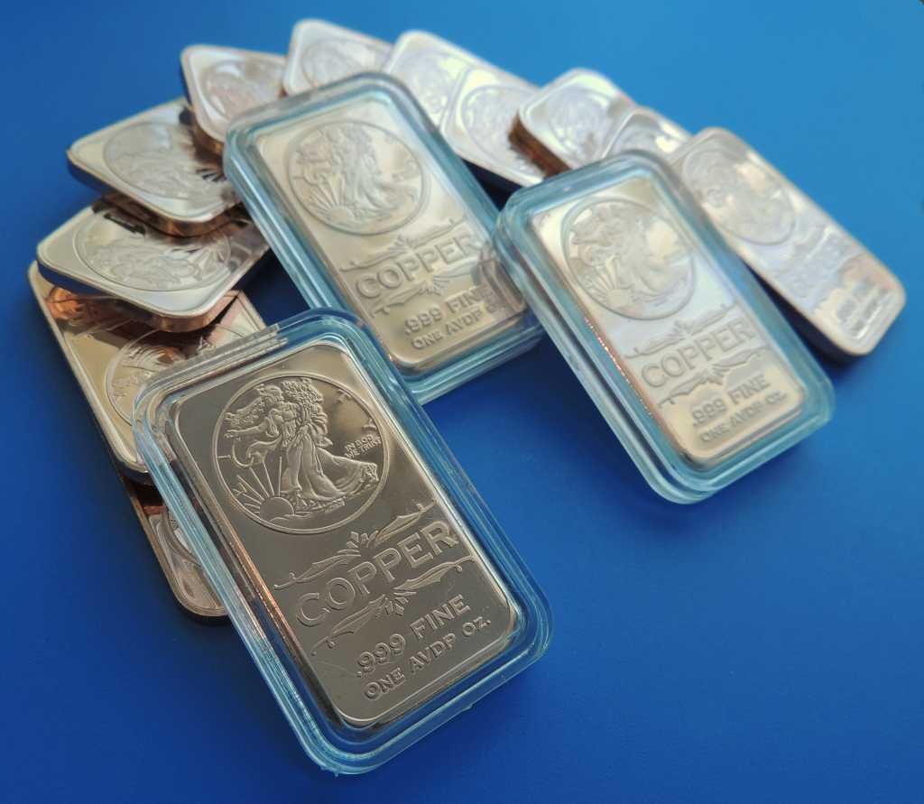 Barras de 1 Onça AVDP de Cobre Puro 999-USA