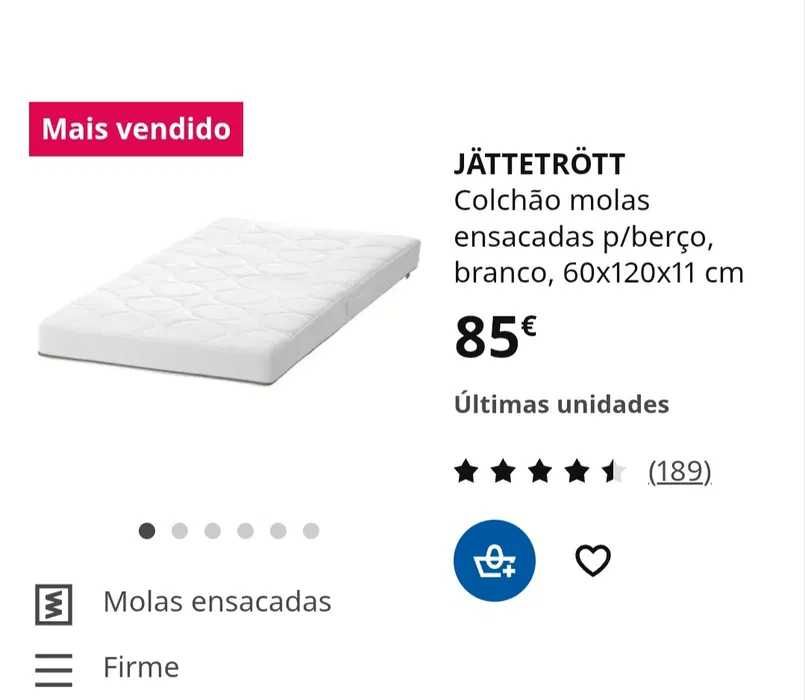 Berço IKEA 60*1,20 com colchão