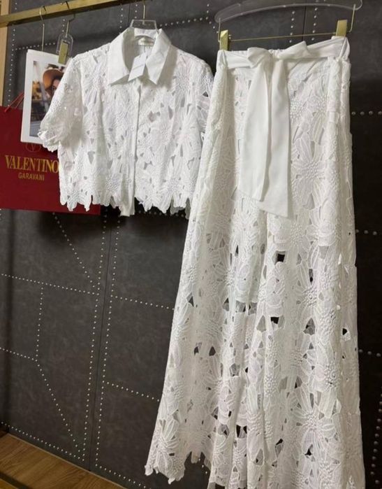 Святковий нарядний костюм мереживо, кружево штани палаццо