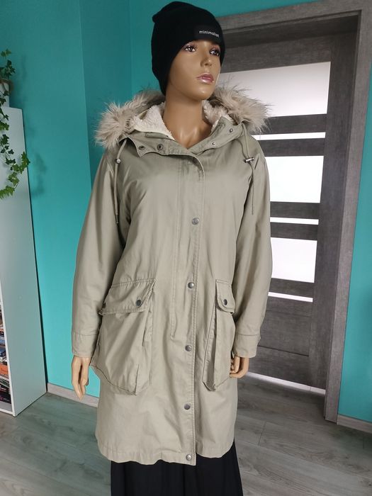 Parka z podpinką zimowa jesienna przejściowa futerko kaptur kurtka