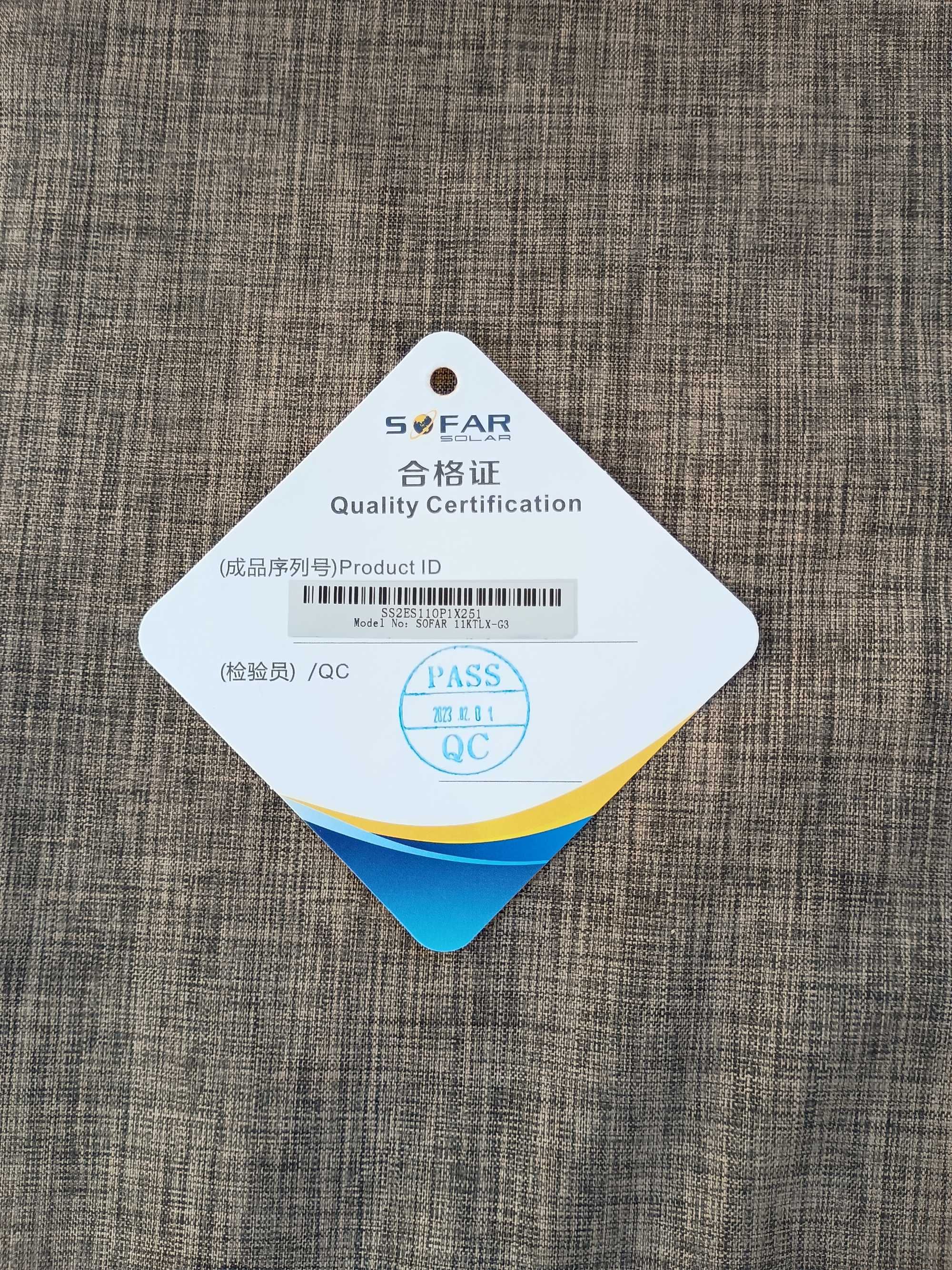 Falownik:   Solar Grid-tied Inverter.  Model- SOFAR 3.3~I2KTLX-G3