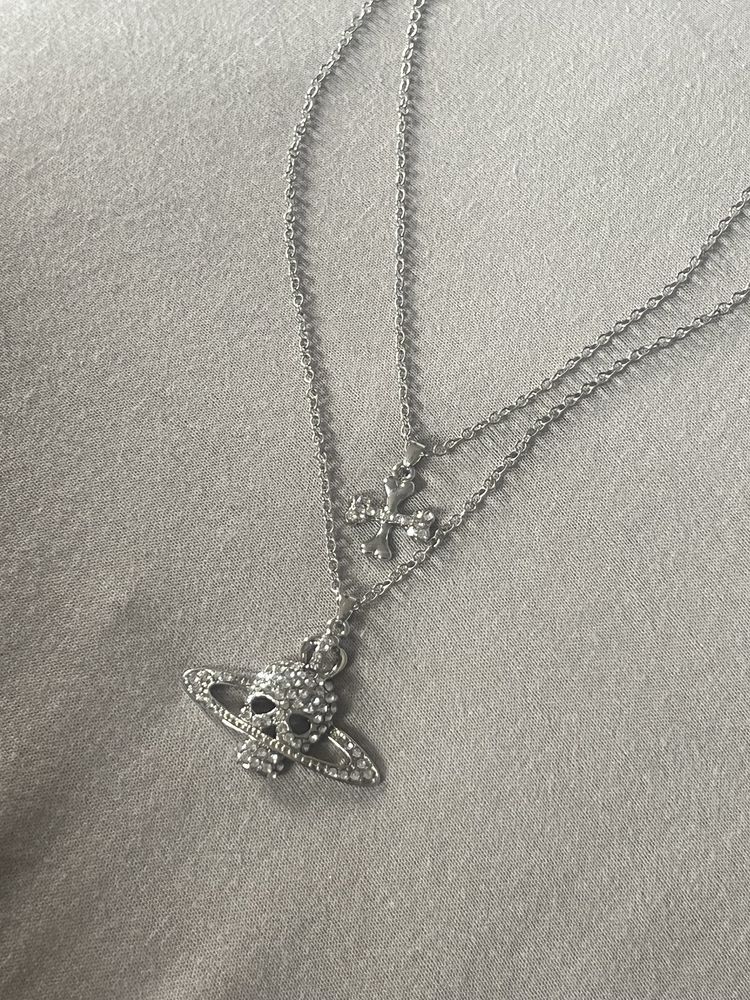 Naszyjnik czaszka krzyż necklace silver srebrny