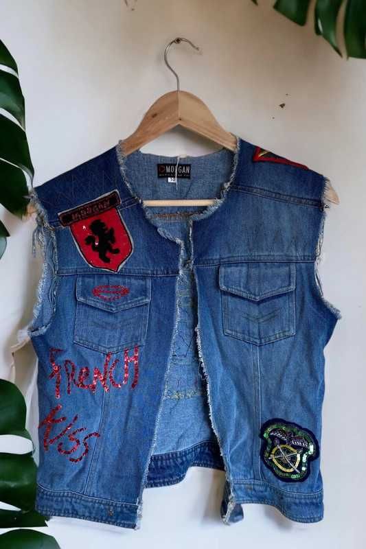 Morgan de toi vintage kamizelka jeansowa handmade custom r L
