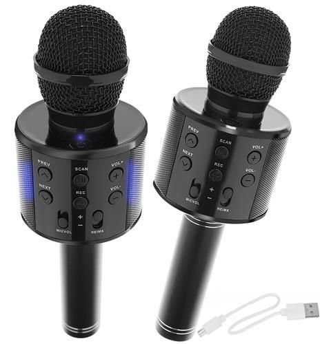 Mikrofon Karaoke Głośnik Zabawka Podświetlenie LED Czarny Echo Światło