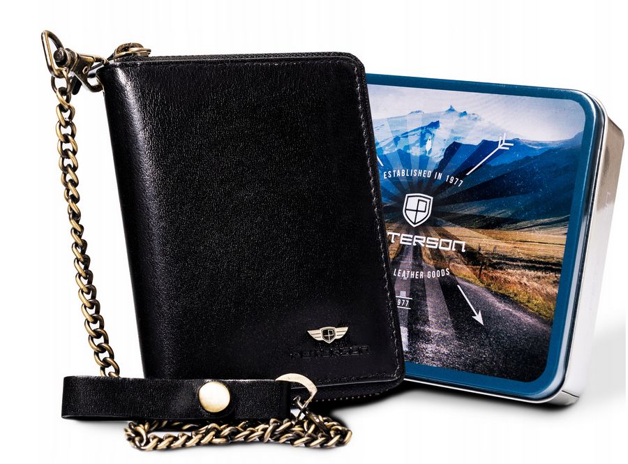 duży, skórzany portfel męski na zamek - peterson