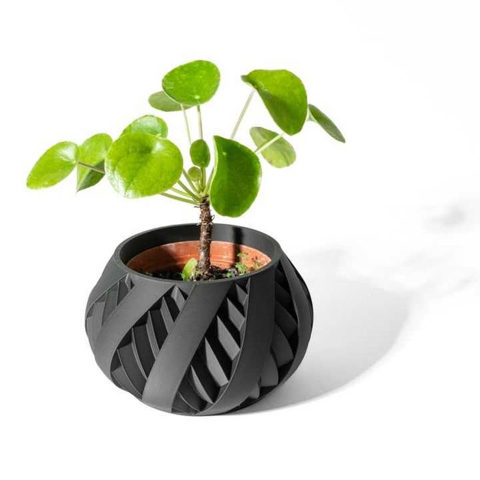 Vaso de Planta Esférico 3D - Design Entrelaçado Abstrato