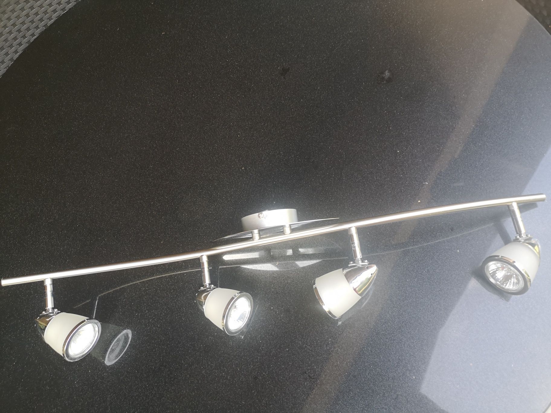 Nowa, Lampa listwa regulowane 4 reflektorki spot light inox szkło