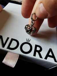 Zawieszka korona Pandora srebrna bordowy burgdundowy cyrkoniami srebro