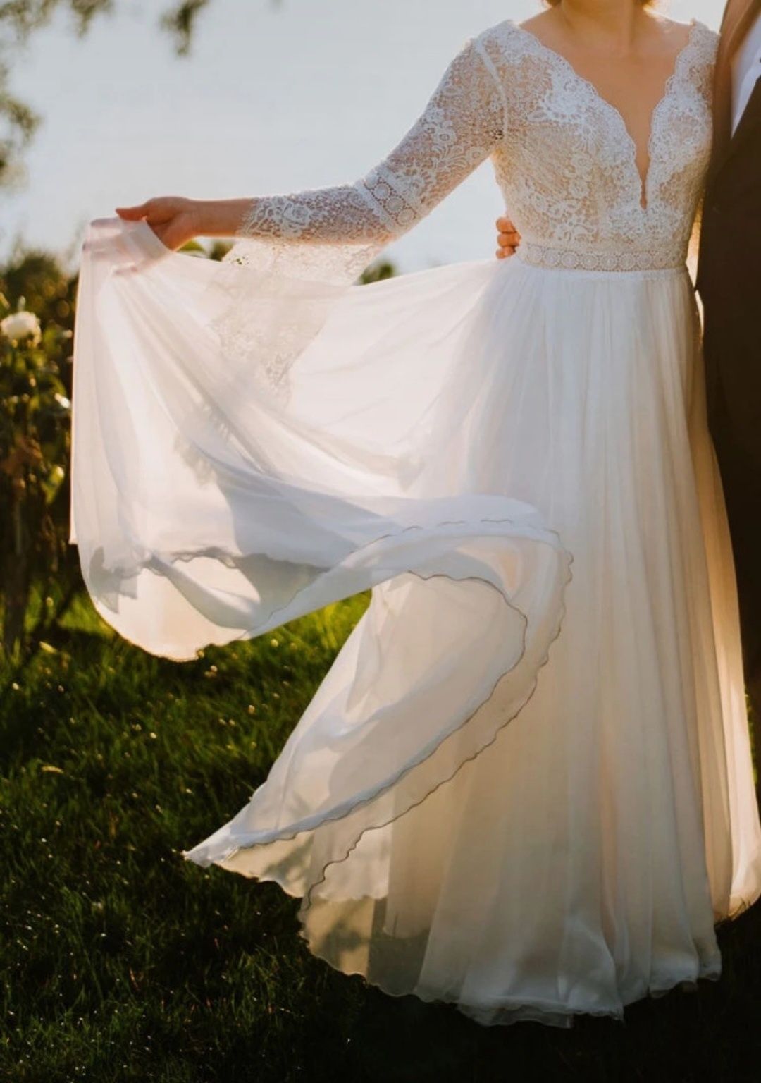 Suknia ślubna boho S ivory,śmietanka, ecru