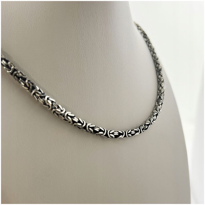Srebrny Łańcuszek Splot Królewski 925 Męski Oksydowany 65cm/2,8mm + Gr