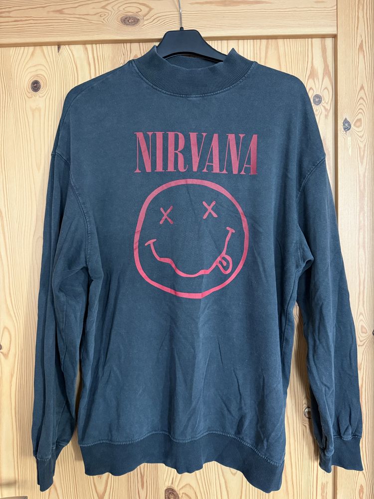 Nirvana Bluza Smiley Face szara H&M rozmiar XS