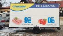 Przyczepa reklamowa wynajem wypożycz 4x2; 5x2,5; 3x2; auto reklamę żuk